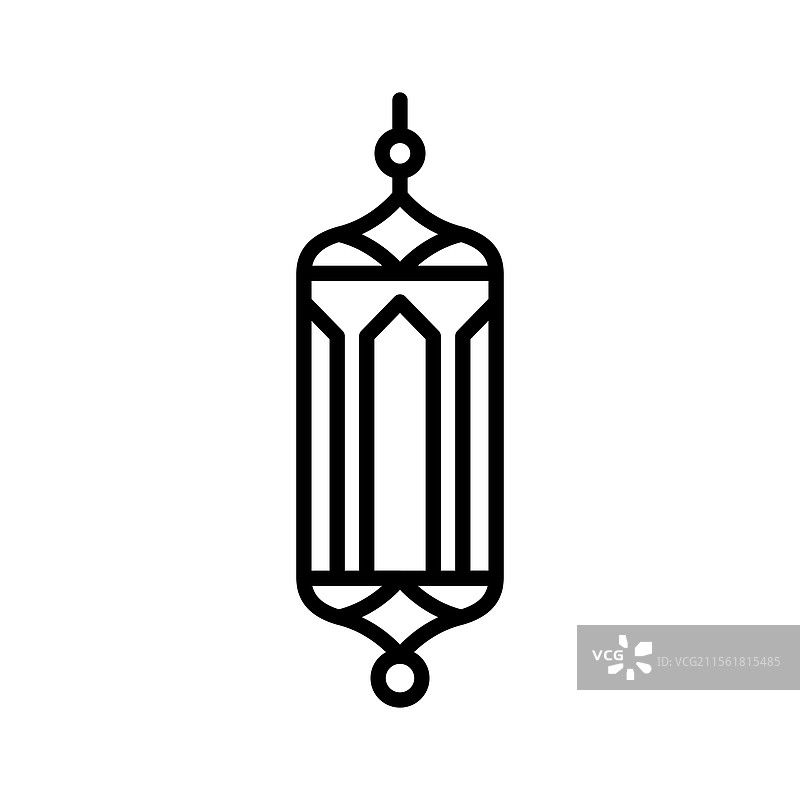 经典悬挂灯笼的极简轮廓图片素材