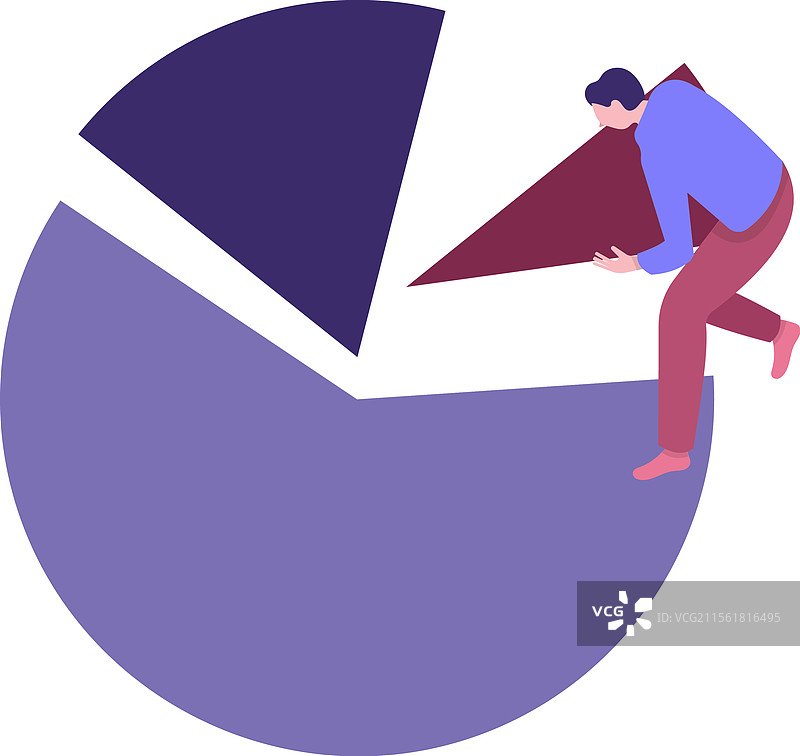 男人与数据统计饼图图标图片素材