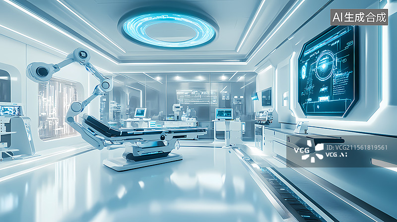 【AI数字艺术】未来机器人手术室图片素材