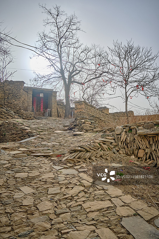 陕北黄土坡的农村窑洞，电视剧《平凡的世界》取景地，榆林绥德郭家沟村（双水村）图片素材