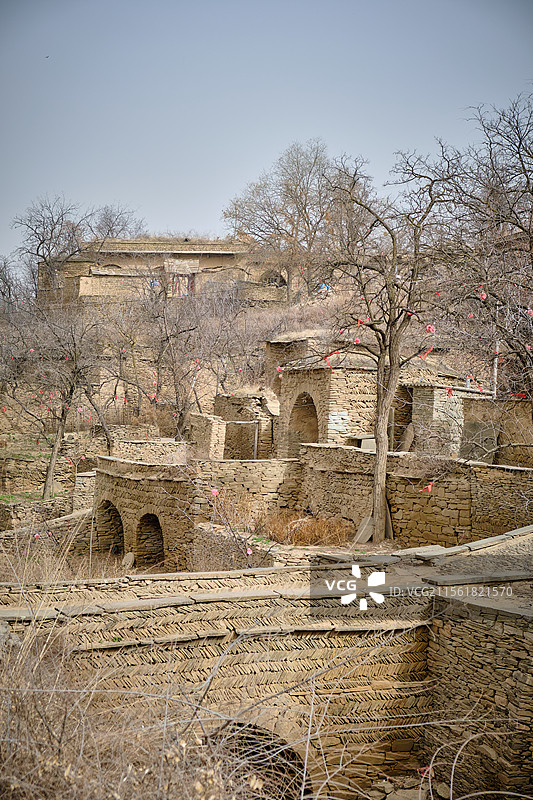 陕北黄土坡的农村窑洞，电视剧《平凡的世界》取景地，榆林绥德郭家沟村（双水村）图片素材