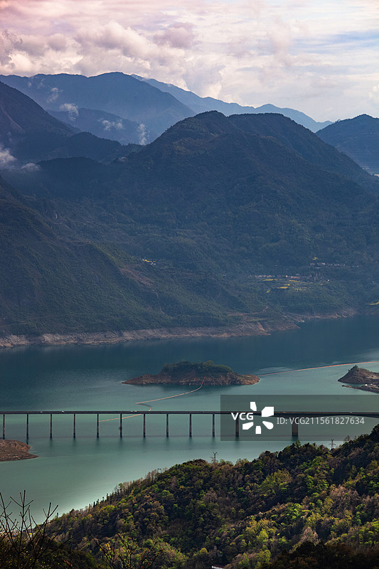成都紫坪铺水库自然风光图片素材