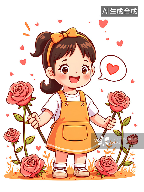 【AI数字艺术】三八妇女节的女生手捧鲜花插图图片素材