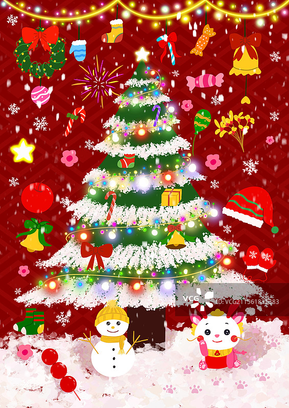 圣诞节圣诞树圣诞氛围插画图片素材