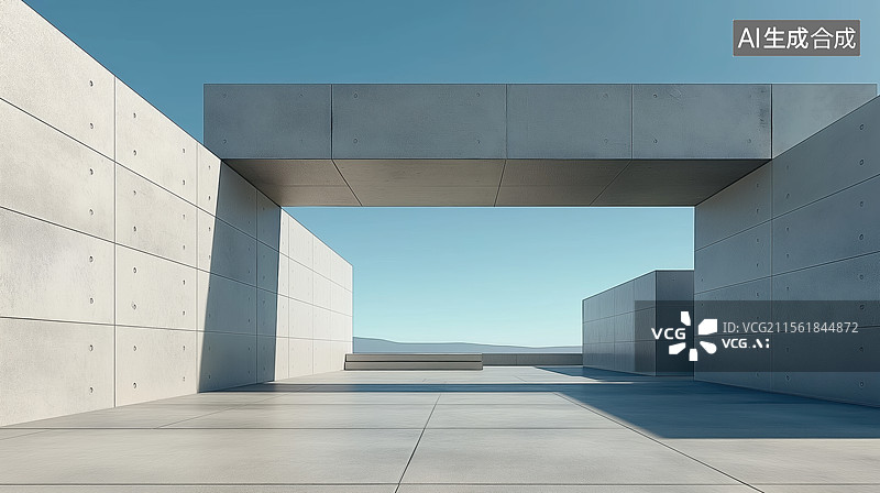 【AI数字艺术】现代混凝土建筑结构图片素材