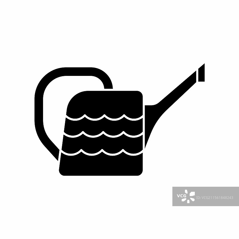 浇水壶园艺工具剪影图标设计图片素材