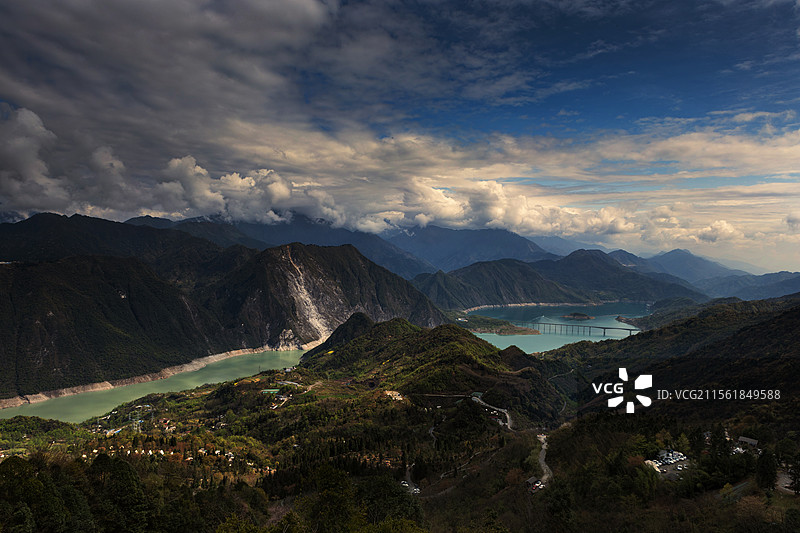 成都紫坪铺水库自然风光图片素材