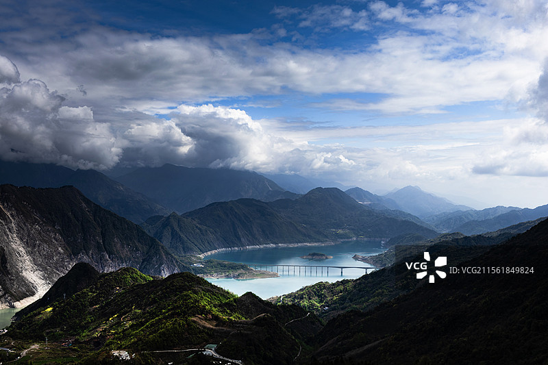 成都紫坪铺水库自然风光图片素材