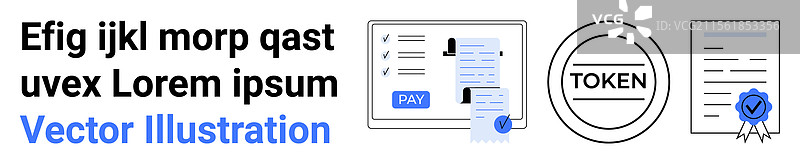 数字支付工作流程与令牌凭证图片素材