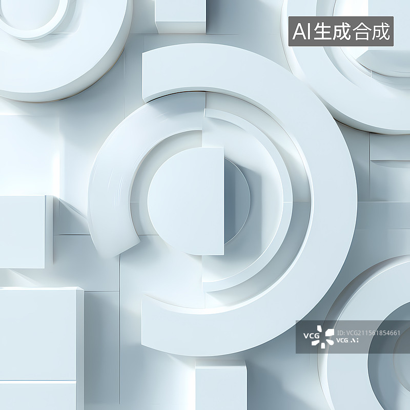 【AI数字艺术】白色3D抽象几何图形科技感插图背景图片素材