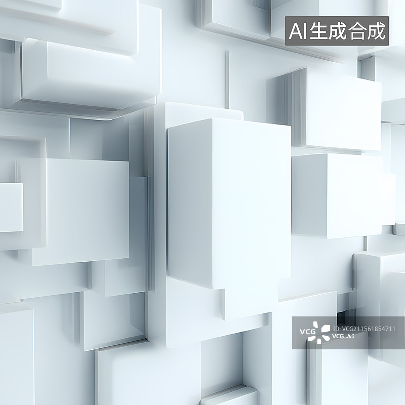 【AI数字艺术】白色3D抽象几何图形科技感插图背景图片素材