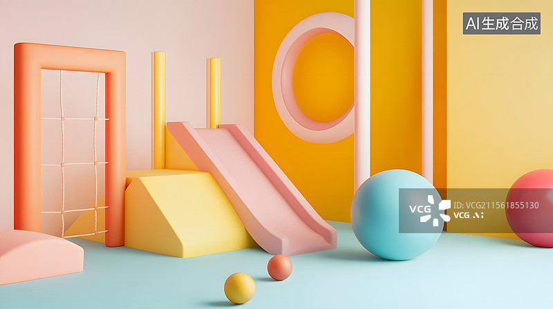 【AI数字艺术】充满活力的儿童游戏区图片素材
