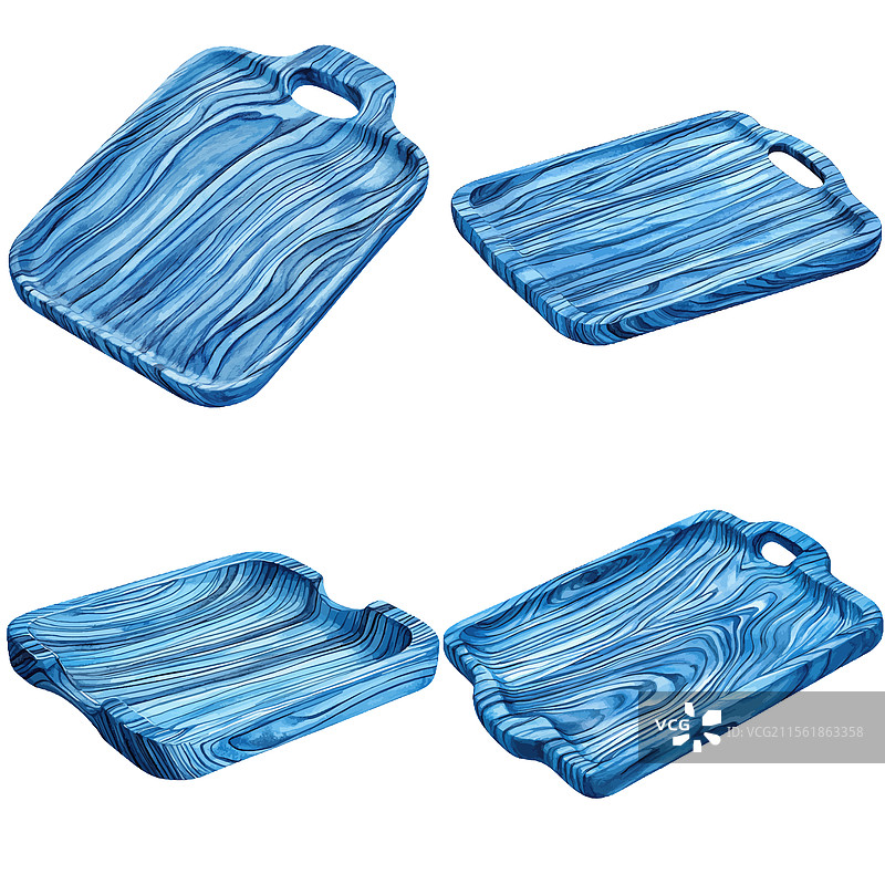 手绘木托盘带把手的系列集合图片素材