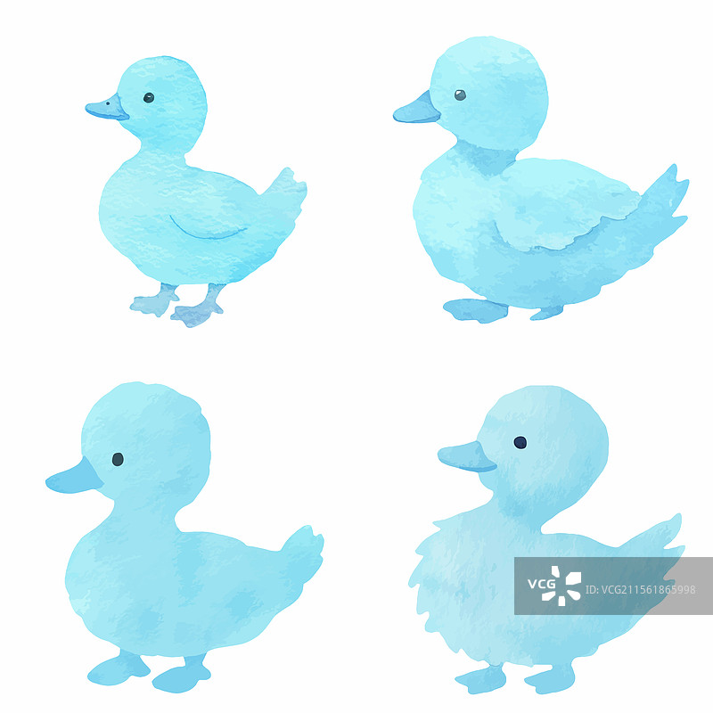 手绘小鸭子套装图片素材