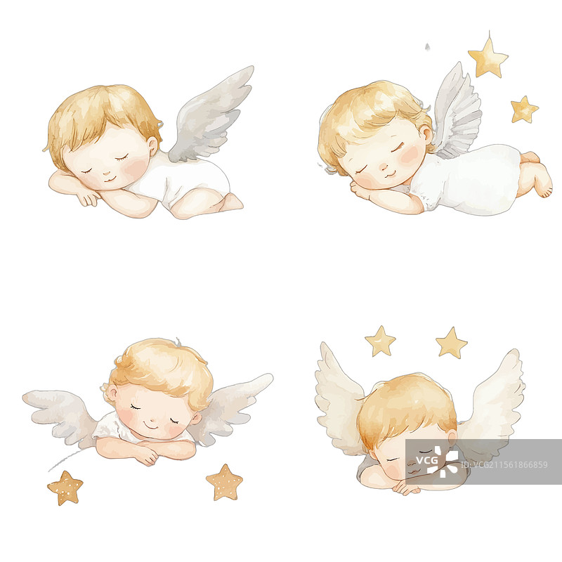 儿童水彩风格的婴儿天使概念图片素材