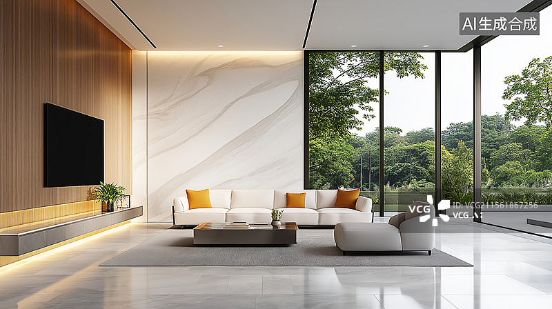【AI数字艺术】现代简约风格的客厅图片素材