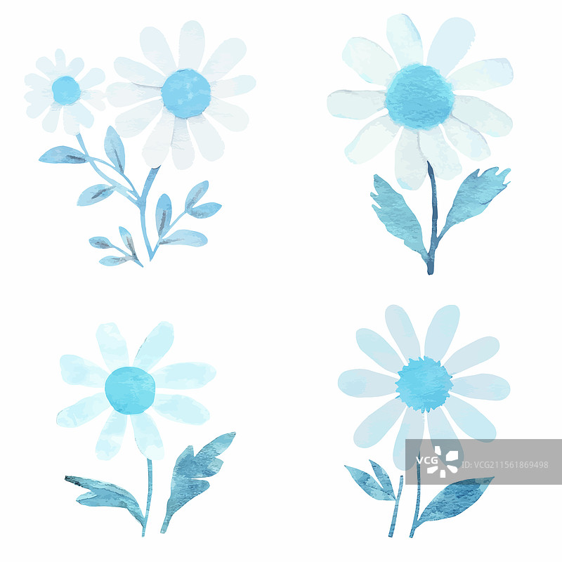 手绘雏菊套装图片素材