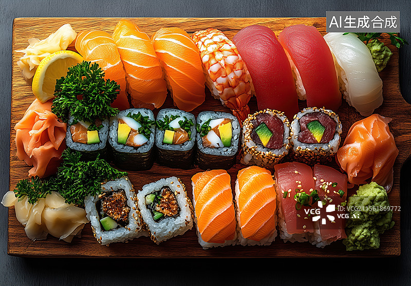 【AI数字艺术】美味寿司卷特写图片素材