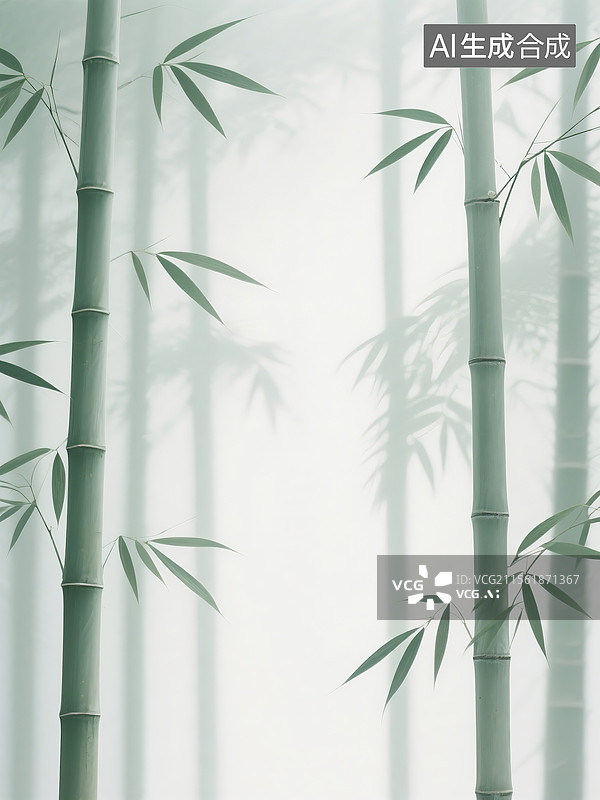 【AI数字艺术】中国风竹子手绘背景图片素材