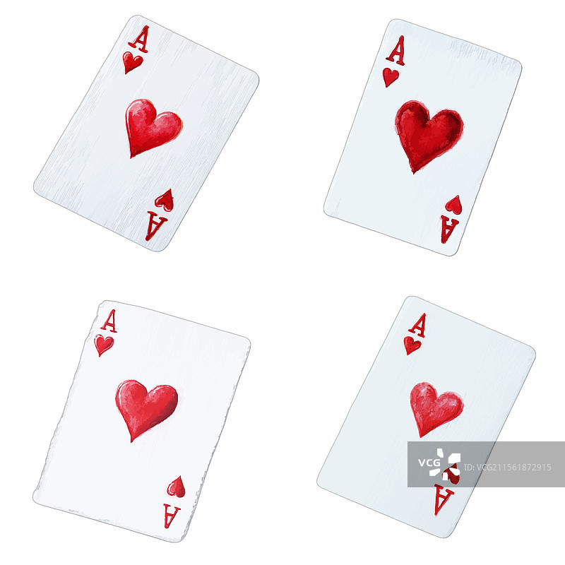 手绘水彩红心王牌图片素材