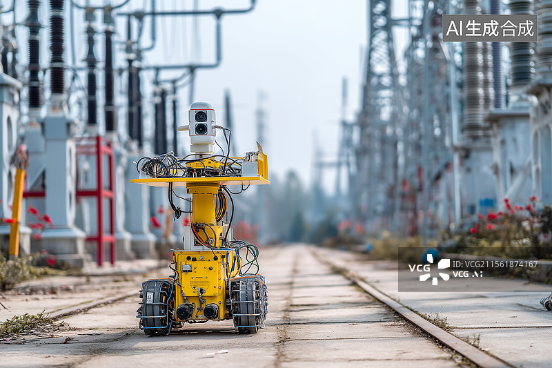 【AI数字艺术】电力巡检机器人图片素材