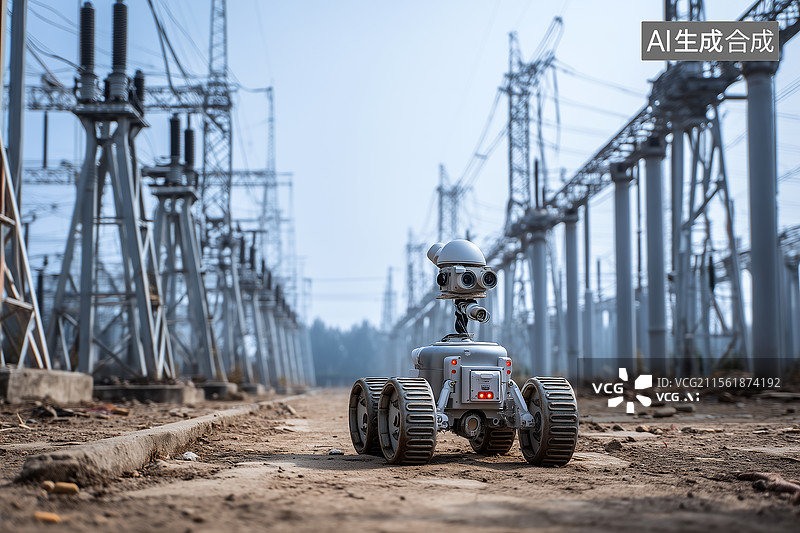 【AI数字艺术】电力巡检机器人图片素材