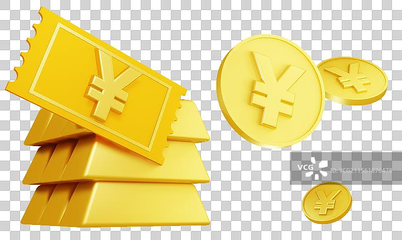 3d黄金，货币，消费券元素图片素材