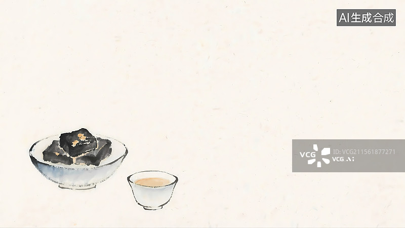 【AI数字艺术】碗中物与小杯左下图片素材