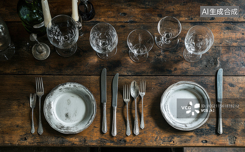 【AI数字艺术】复古餐具摆放艺术图片素材