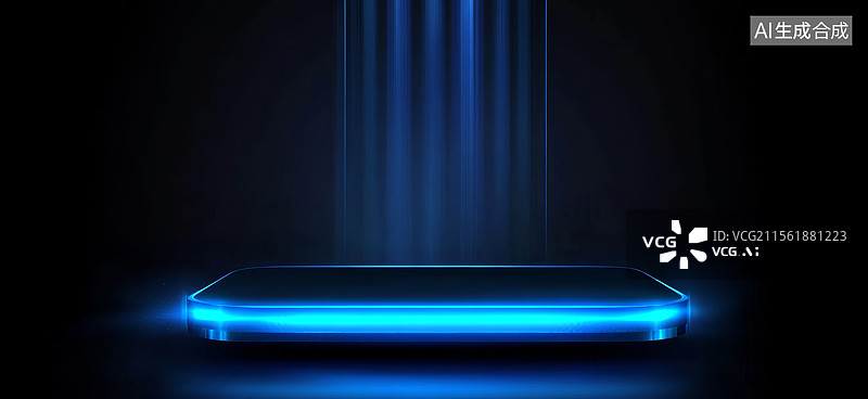 【AI数字艺术】蓝色光束照射的平台图片素材