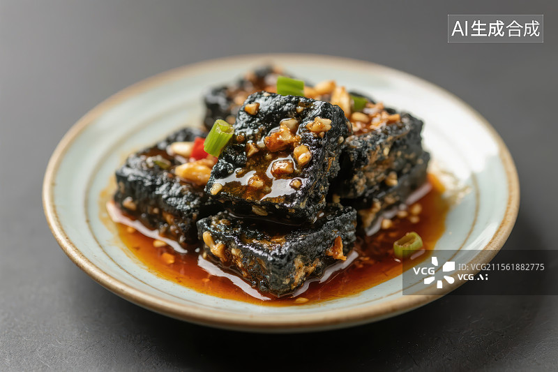 【AI数字艺术】陶瓷盘子里的臭豆腐图片素材
