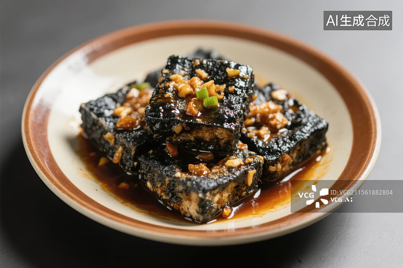 【AI数字艺术】陶瓷盘子里的臭豆腐图片素材