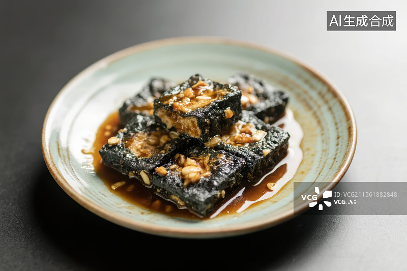 【AI数字艺术】陶瓷盘子里的臭豆腐图片素材