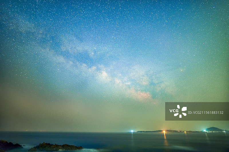山东青岛黄岛区琅琊镇琅琊台星空图片素材