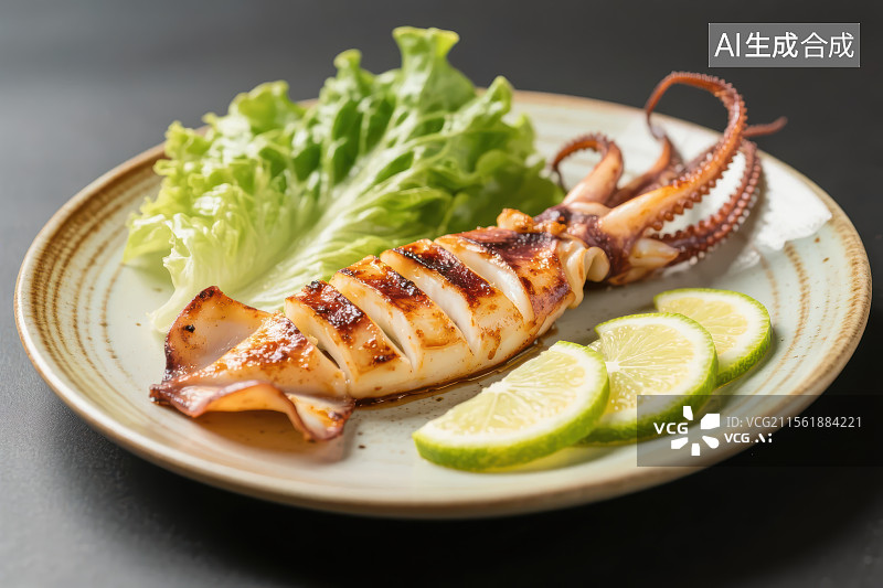 【AI数字艺术】中餐美食-烤鱿鱼图片素材