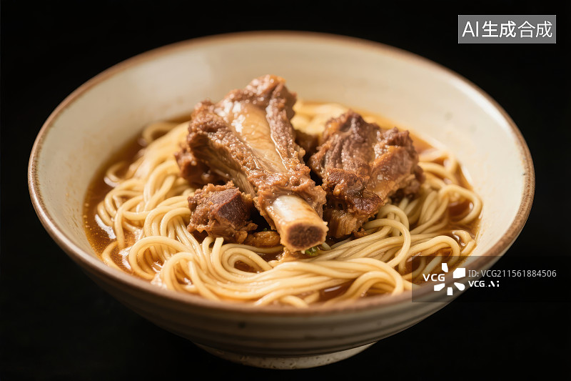 【AI数字艺术】中餐美食-排骨面图片素材