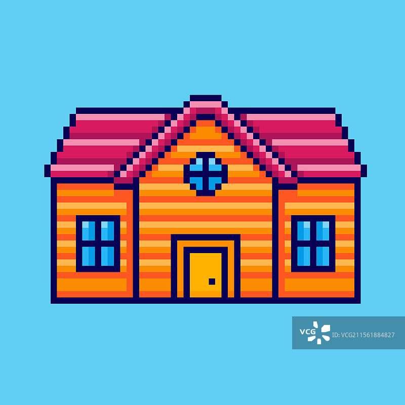 像素艺术学校建筑游戏资产设计图片素材