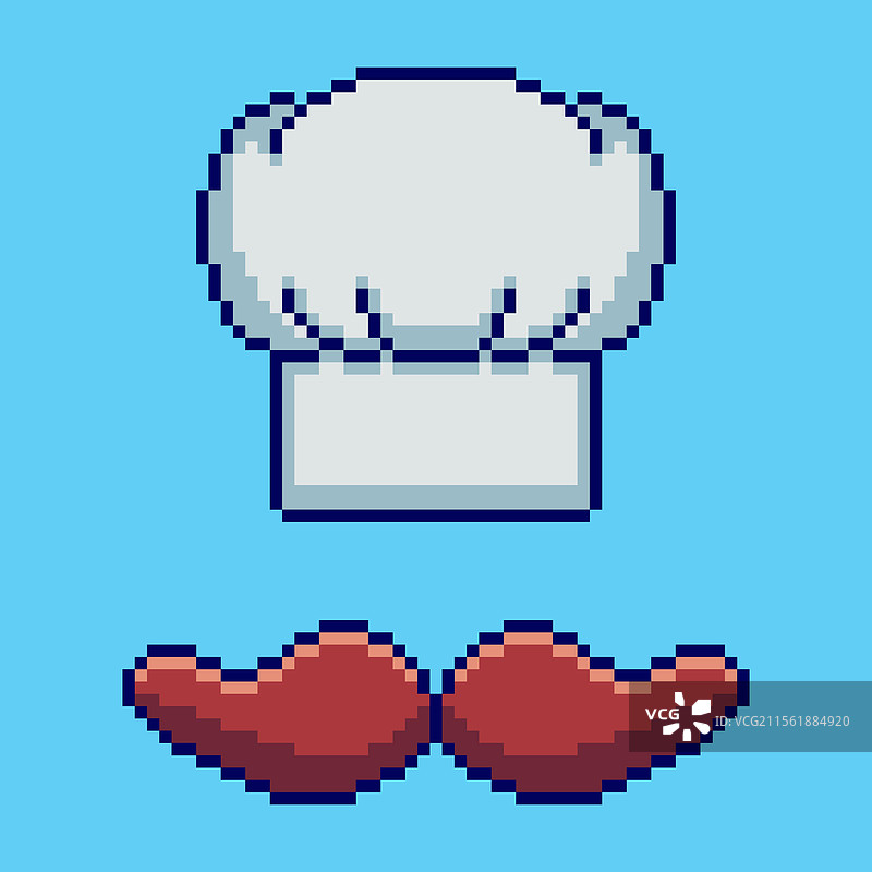 像素艺术厨师帽和胡须游戏资产设计图片素材