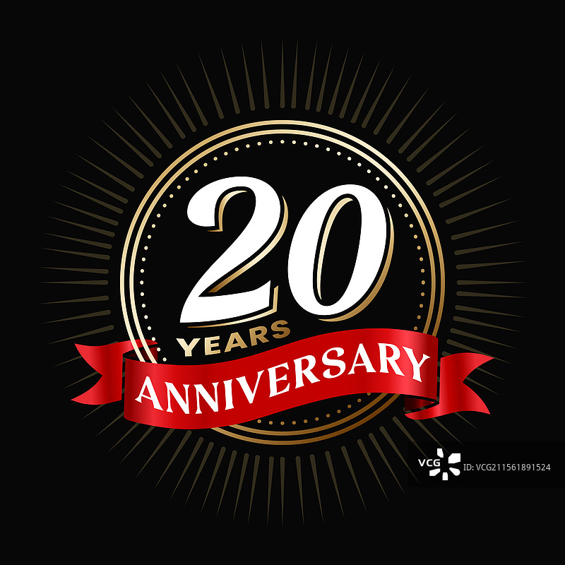 20周年纪念logo设计，采用红色。图片素材