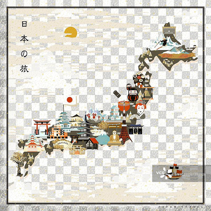 美丽的日本旅行地图图片素材