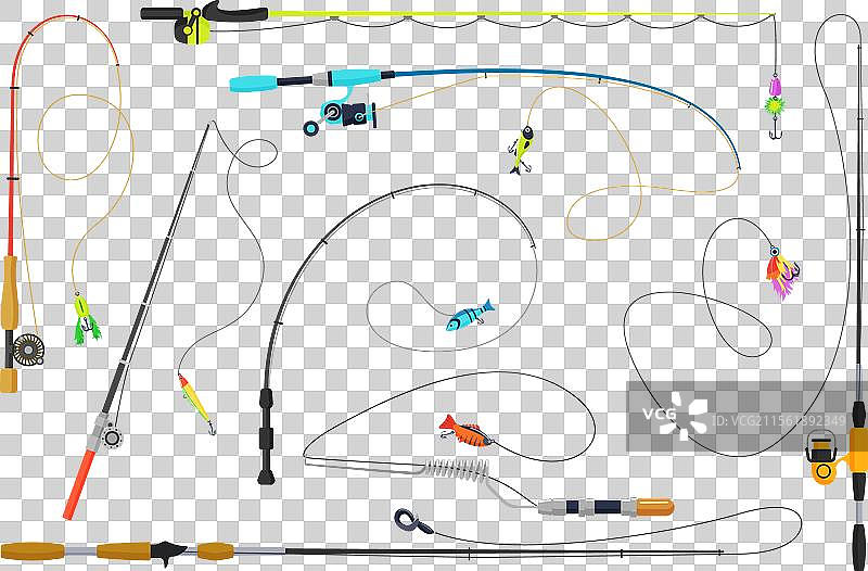 钓鱼竿套装 钓鱼设备 渔夫图片素材