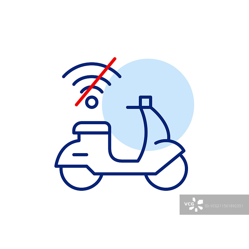 摩托车和无Wi-Fi符号，无法骑行数据图片素材