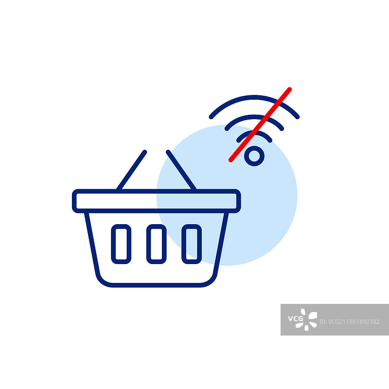 购物篮和有限的Wi-Fi交叉符号图片素材