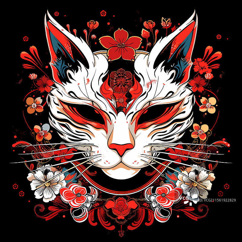 日本猫面具设计图片素材