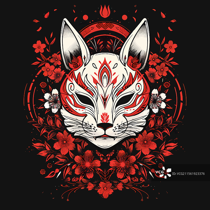 日本猫面具设计图片素材