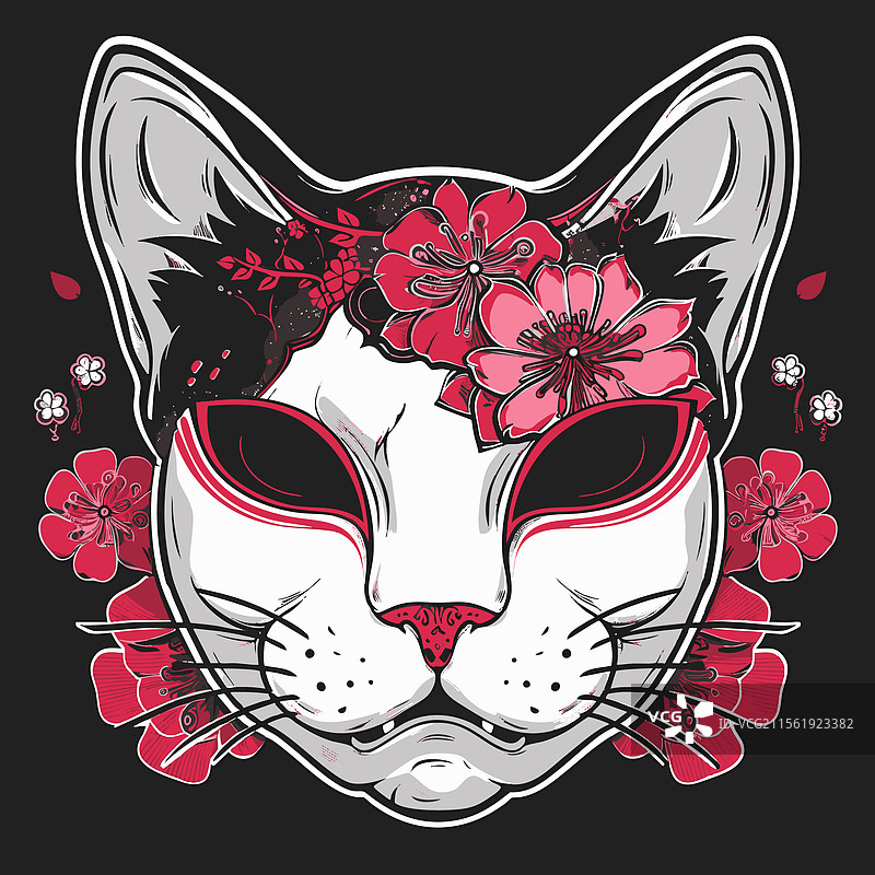 日本猫面具设计图片素材
