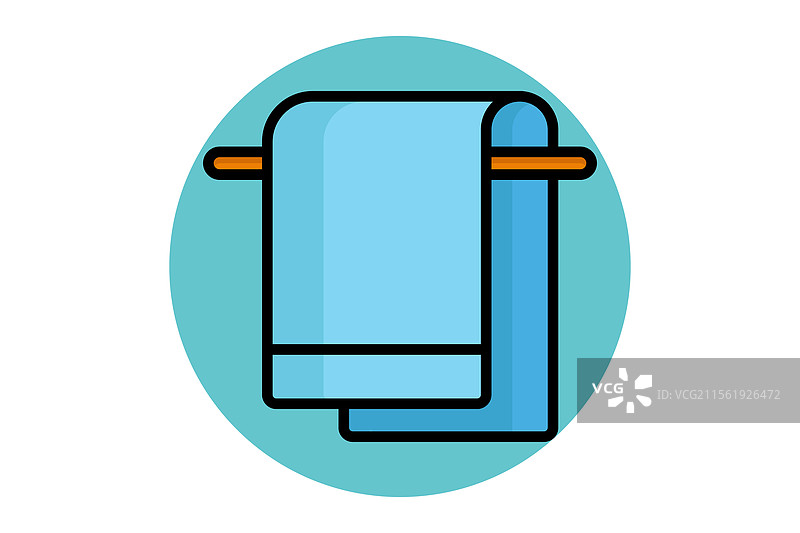 毛巾图标，彩色轮廓风格，相关图标图片素材