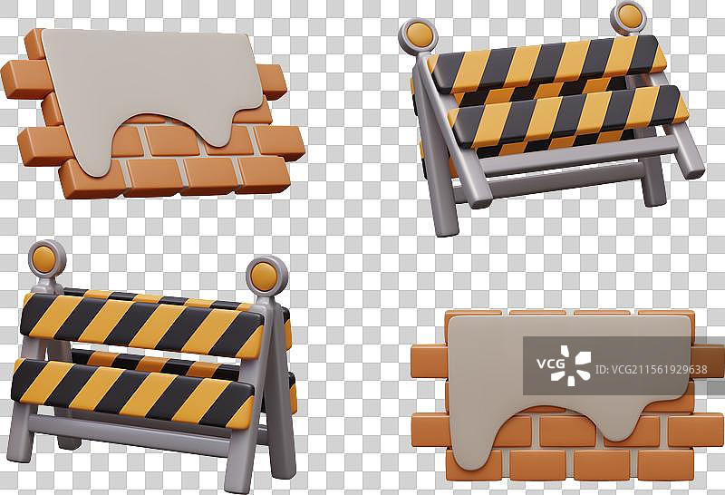 砖块半抹灰墙施工障碍物图片素材