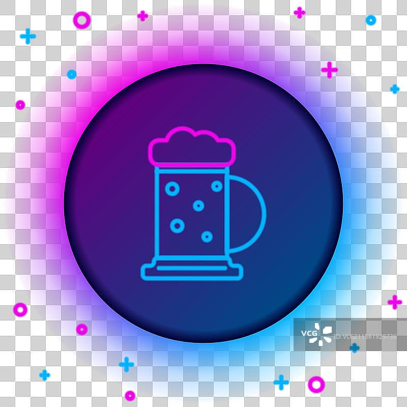 发光的霓虹线木质啤酒杯图标图片素材