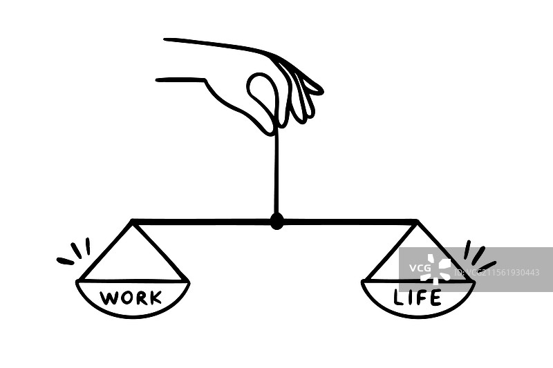 工作与生活平衡概念的天平在这里图片素材